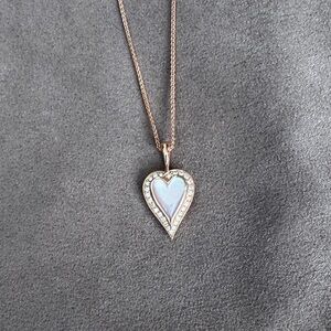 Rose Gold Heart Pendant Necklace with Mother-of-Pearl and Crystals